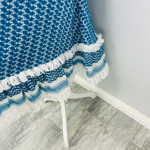 DODO BAR OR Blue Tassel white Halter Circle Mini Dress - Picture 3 of 7